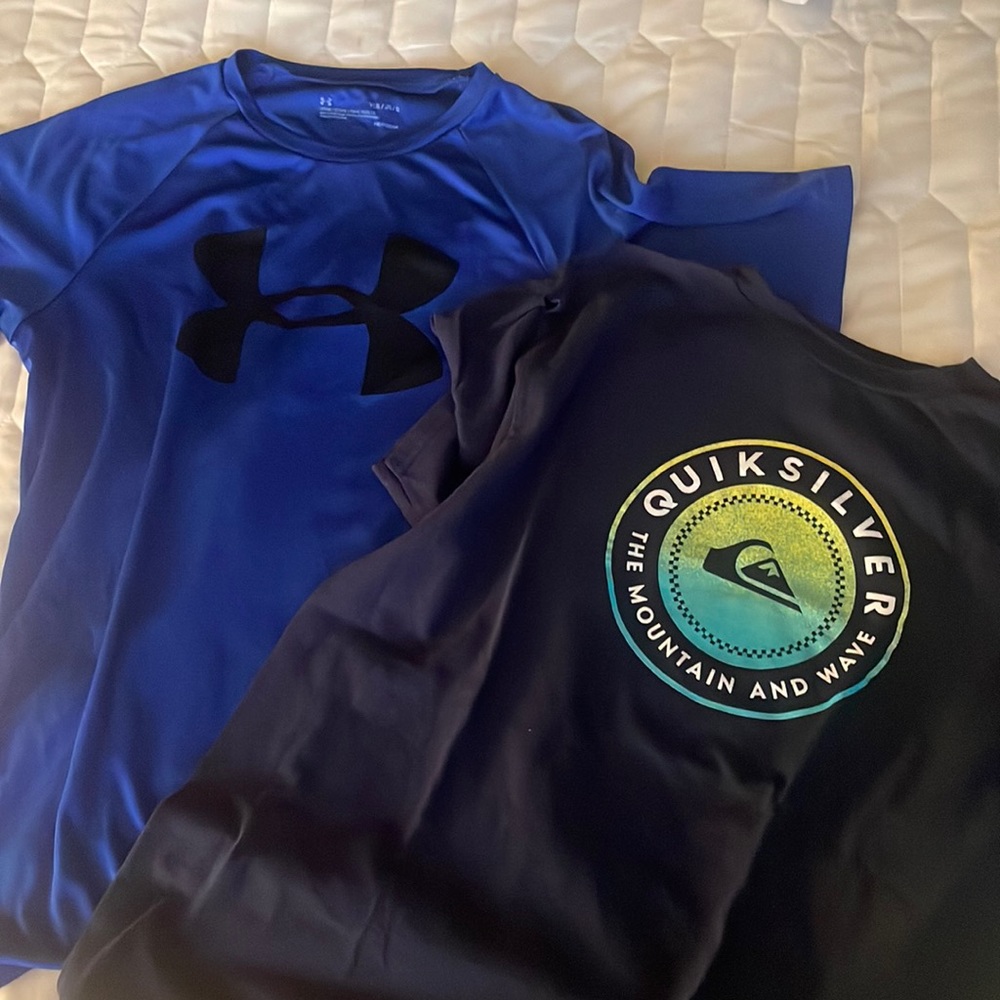Under armour and quicksilver tshirts blue boys